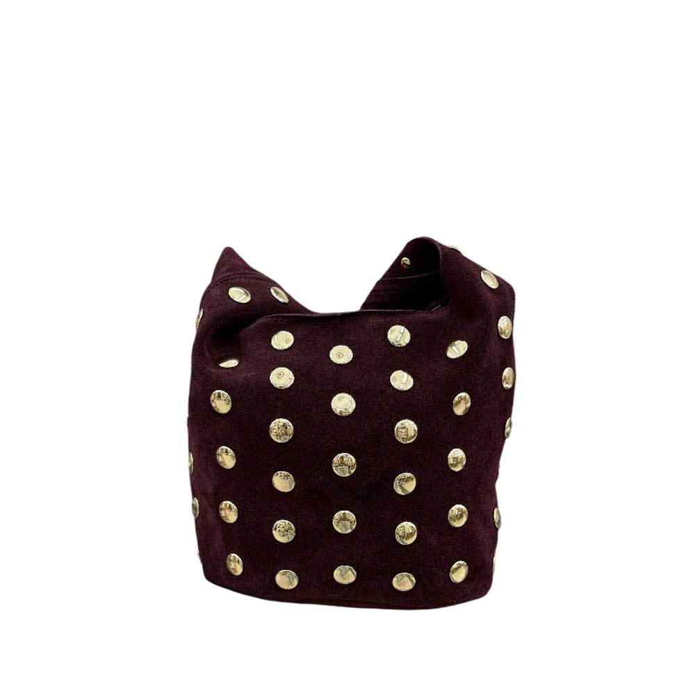 Bolso de Piel Tachuelas Burdeos