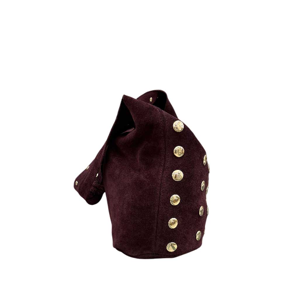 Bolso de Piel Tachuelas Burdeos