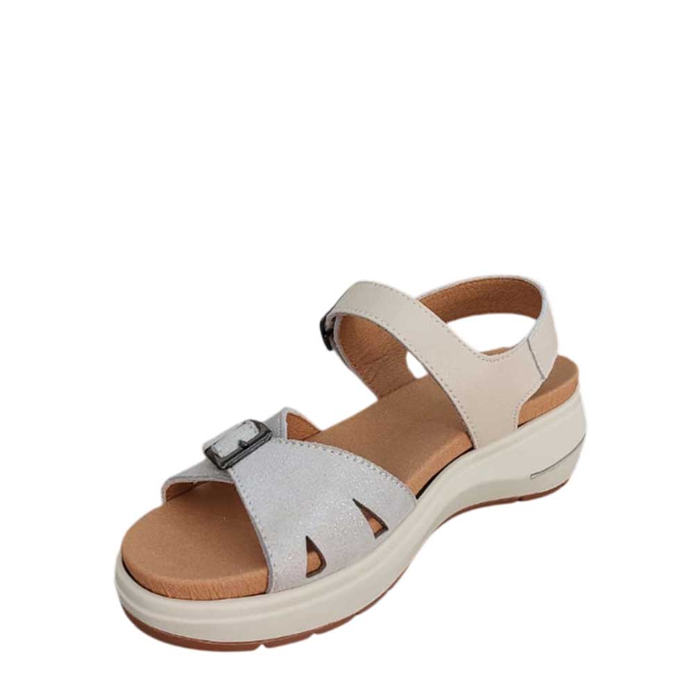 Sandalia de Piel Hebilla Plata
