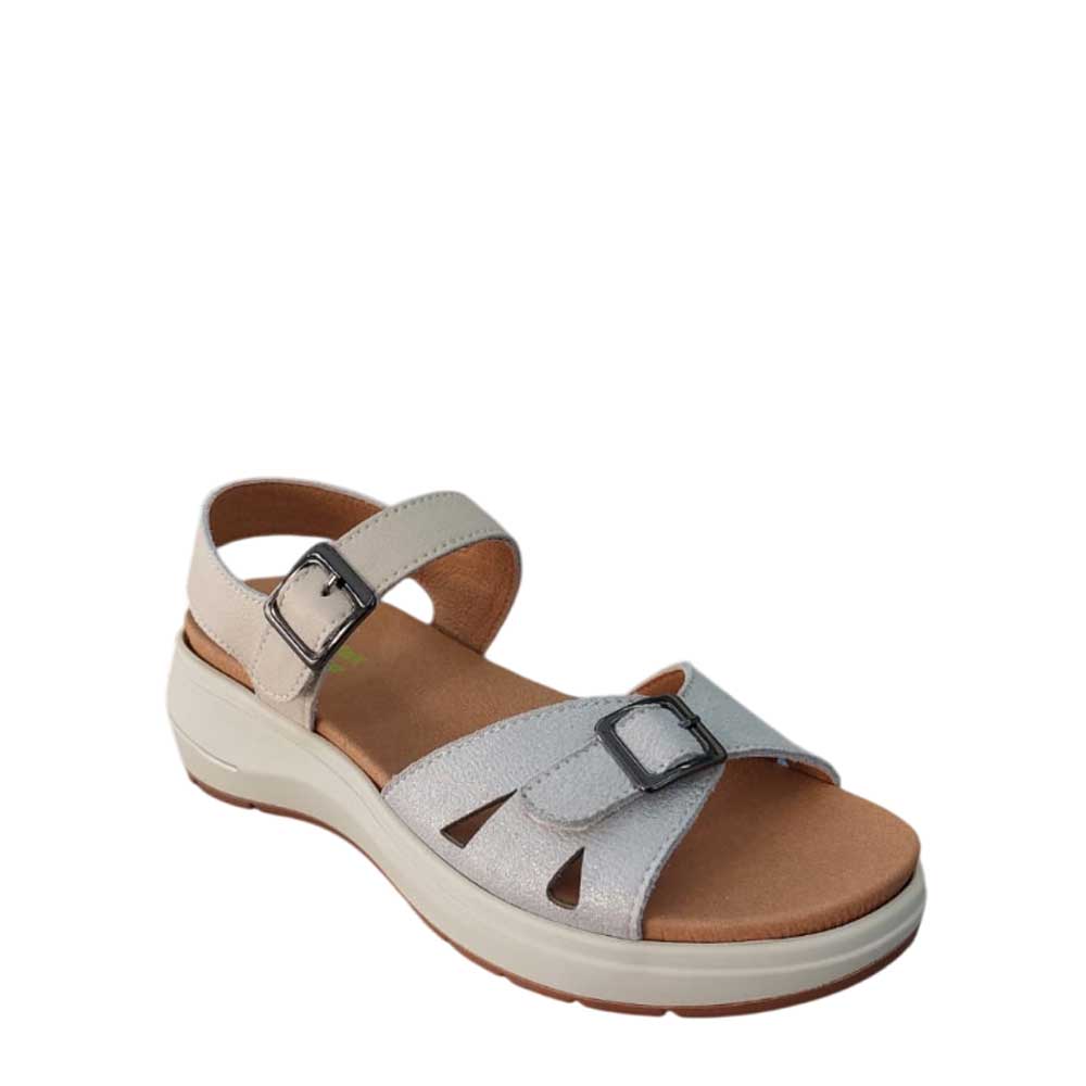 Sandalia de Piel Hebilla Plata