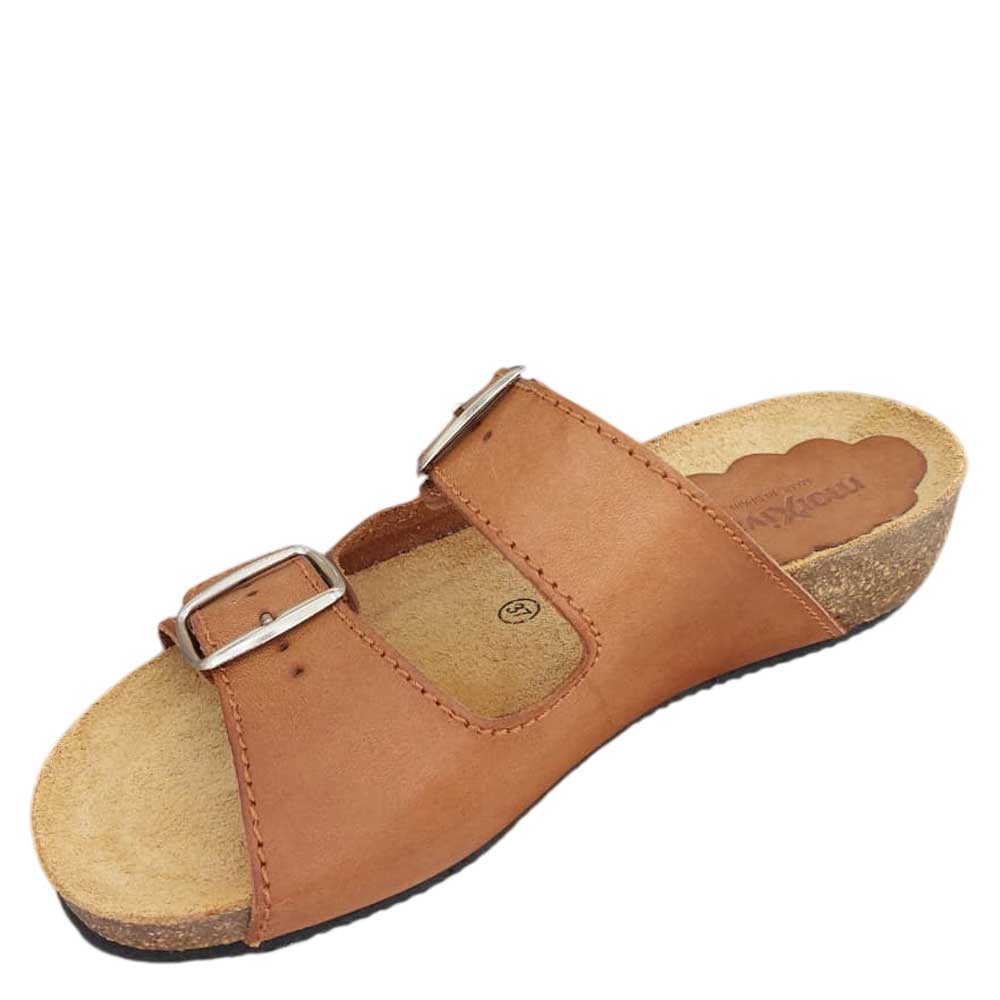 Sandalias de Piel Vaquetilla Camel