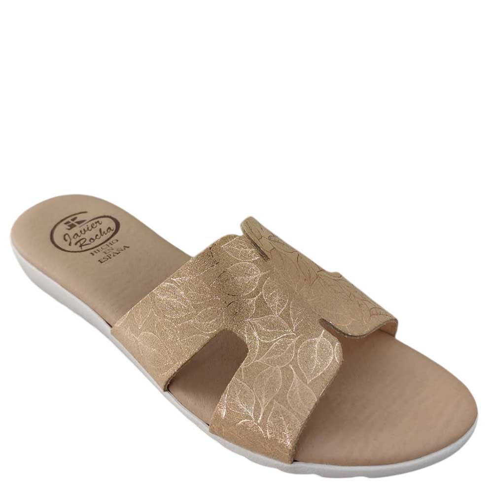 Sandalias de Piel de Hojas Camel