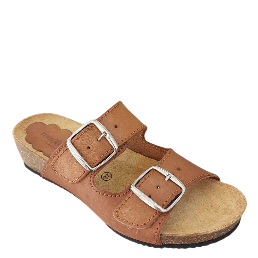 Sandalias de Piel Vaquetilla Camel