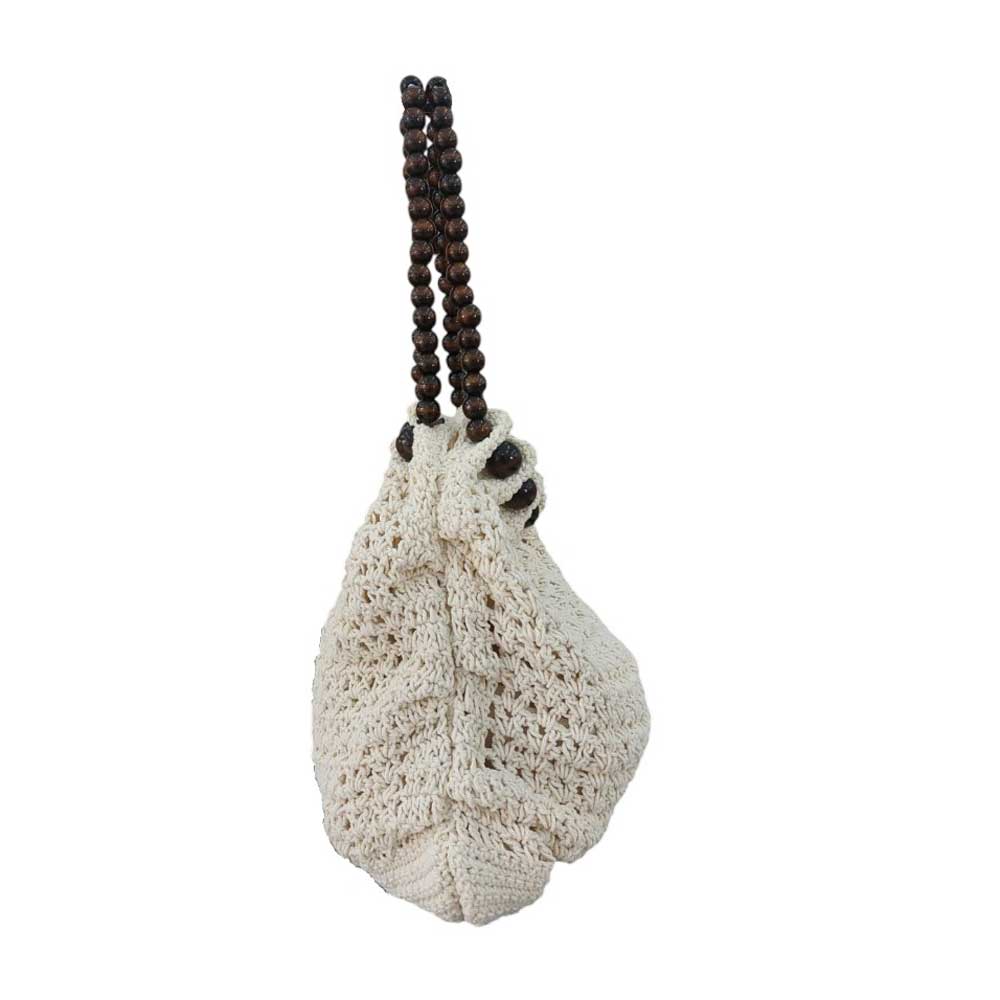 Bolso Crochet Cuentas Beige