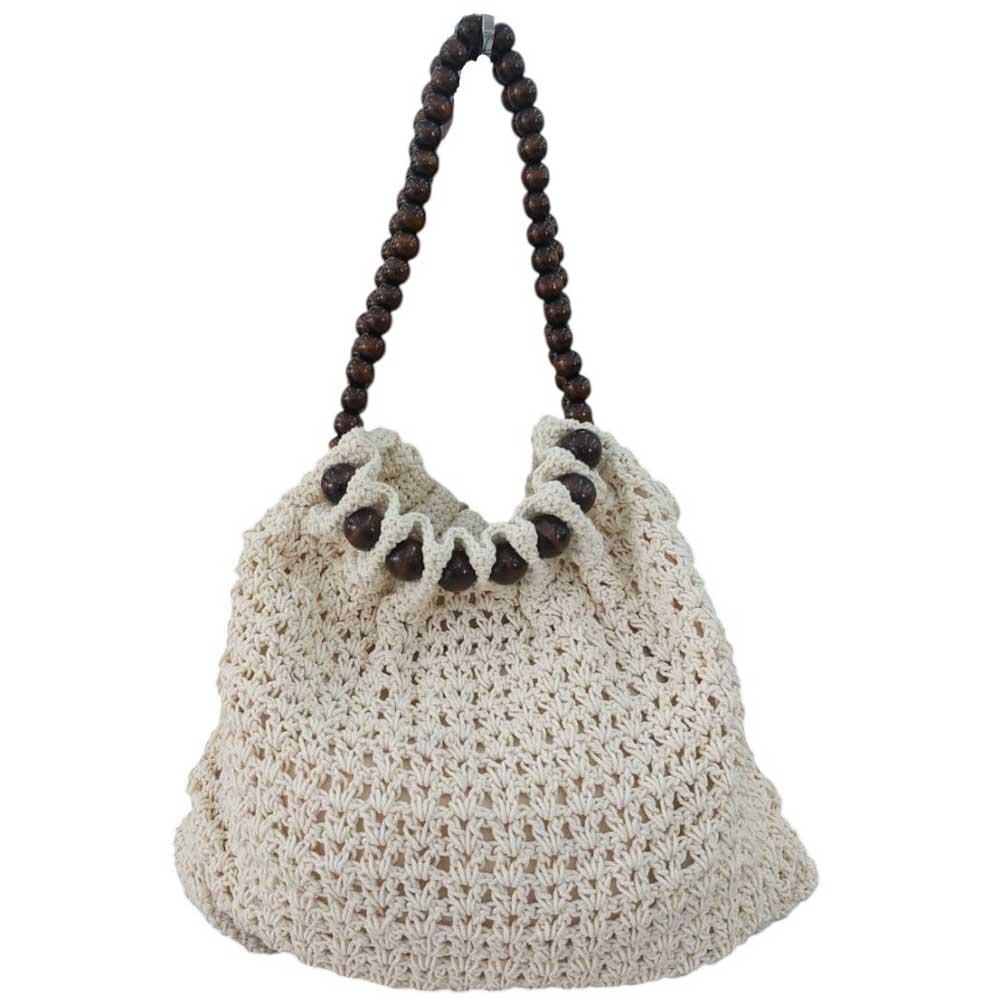Bolso Crochet Cuentas Beige