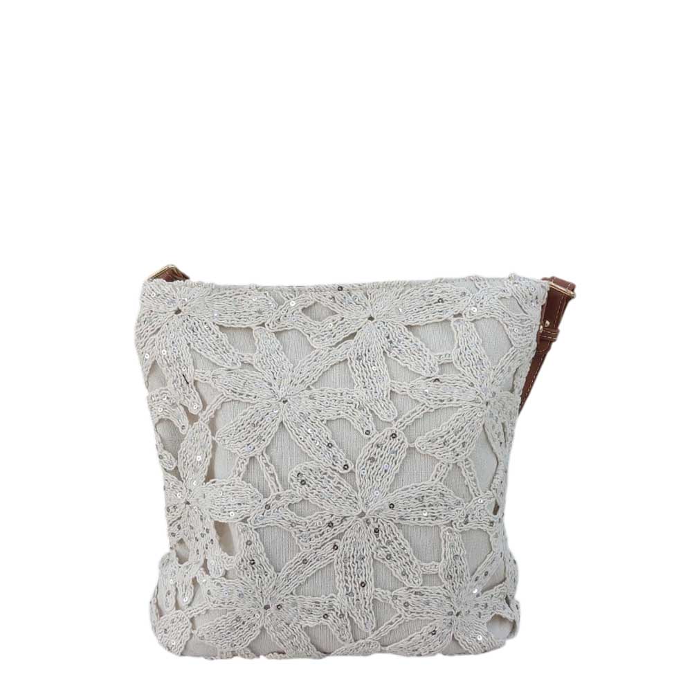 Bolso Crochet Brillo Beige