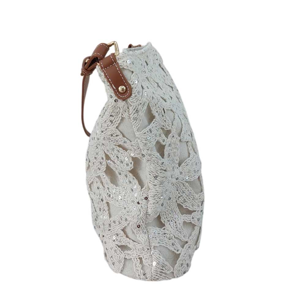 Bolso Crochet Brillo Beige