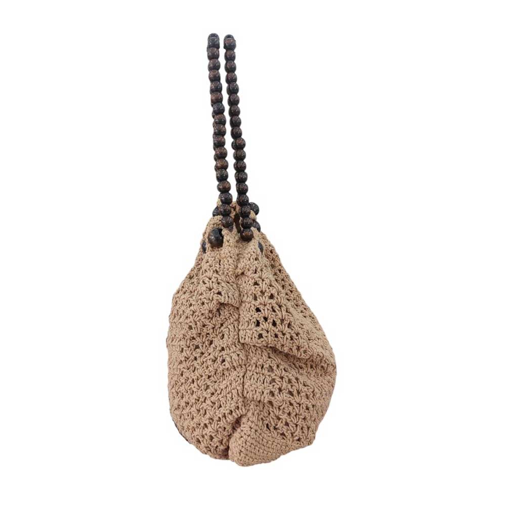 Bolso Crochet Cuentas Camel