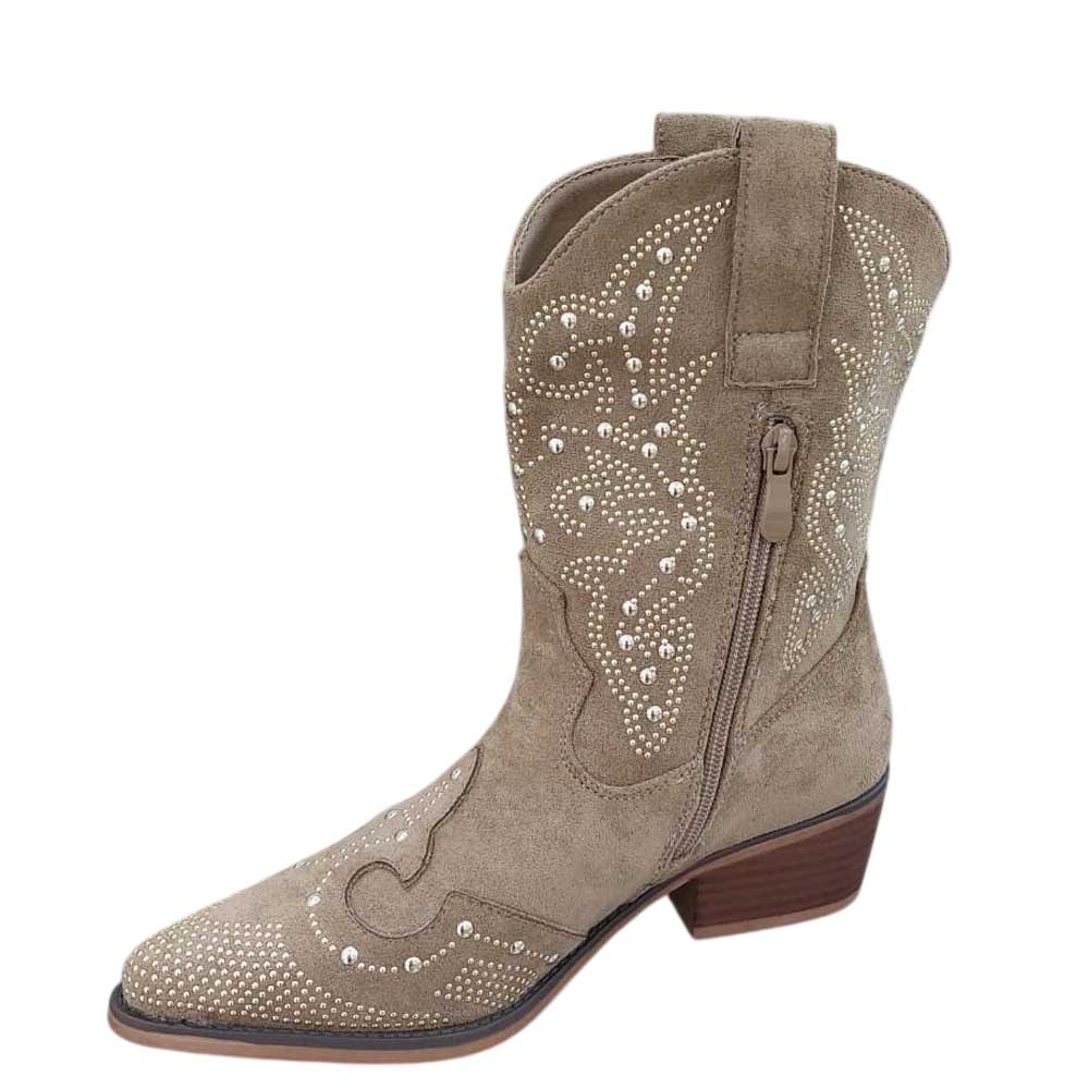 Botín Brillos Beige