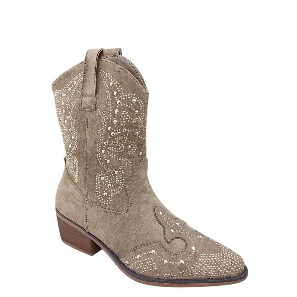 Botín Brillos Beige