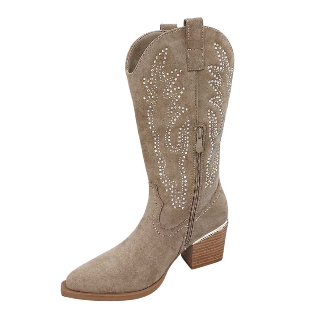 Botas Brillos Beige